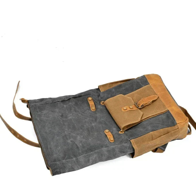 Canvas Reise-Rucksack mit Roll-Top