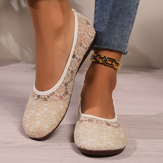 Damen Spitze Flache Schuhe