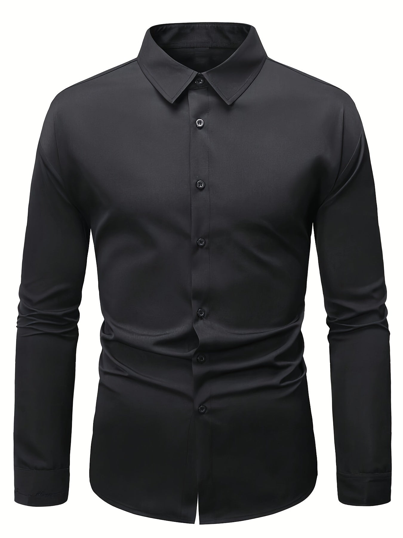 Fudus Herren Slim Fit Hemd - Einfarbiges Elegantes Langarmhemd