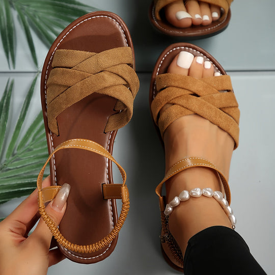 Riemchensandalen Dunkelbraun Leder Komfort