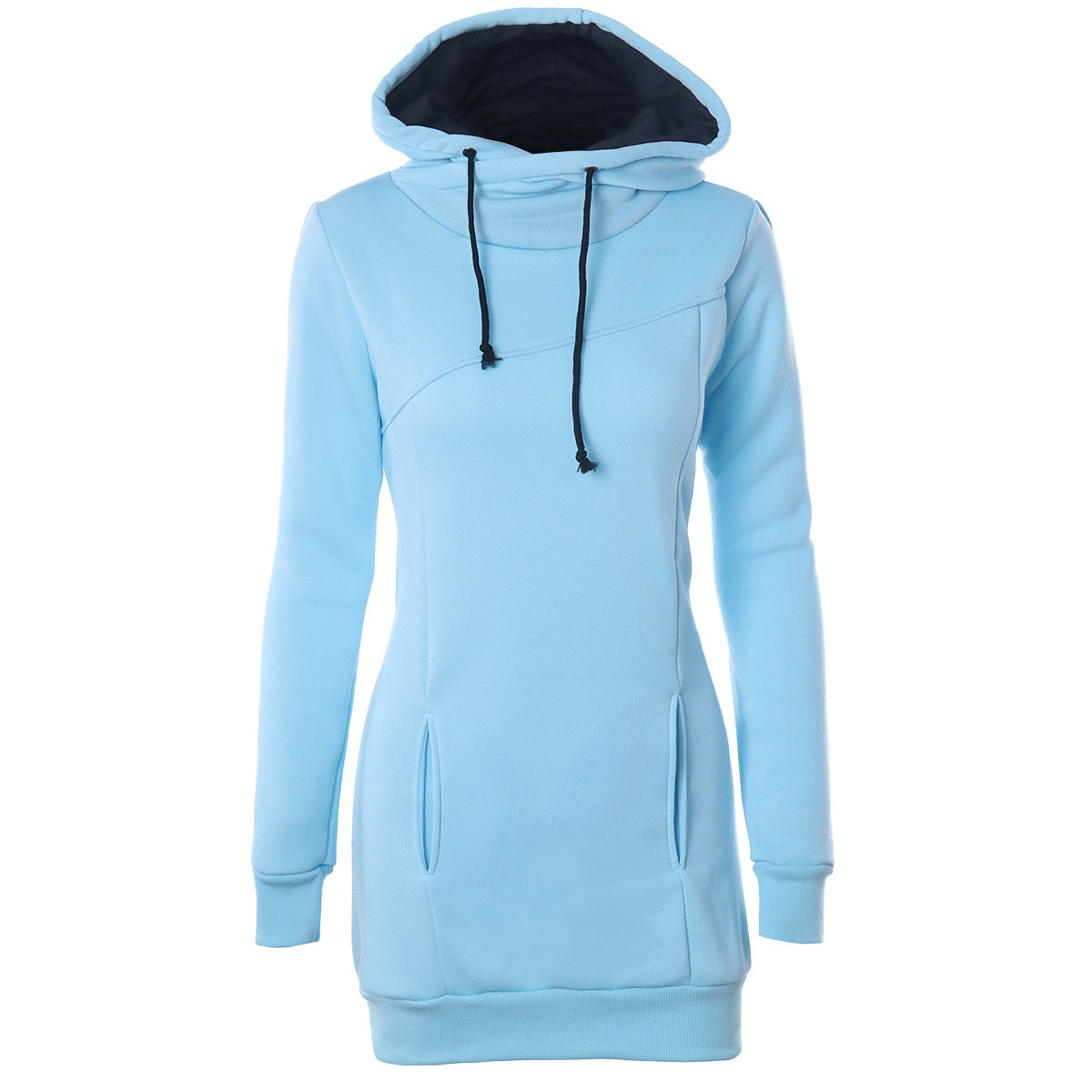 Damen Hoodiekleid mit seitlichen Eingrifftaschen Fudus