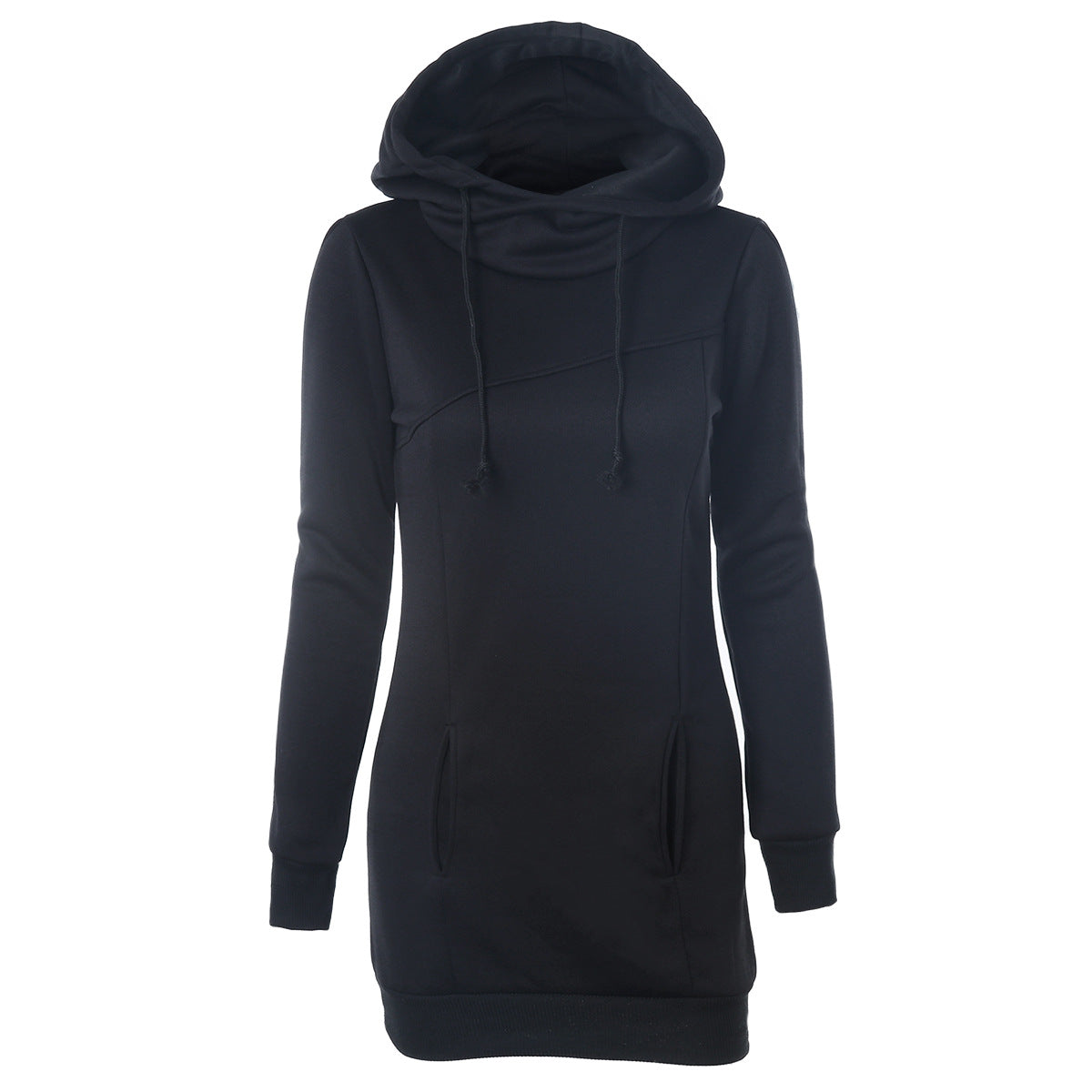 Damen Hoodiekleid mit seitlichen Eingrifftaschen Fudus