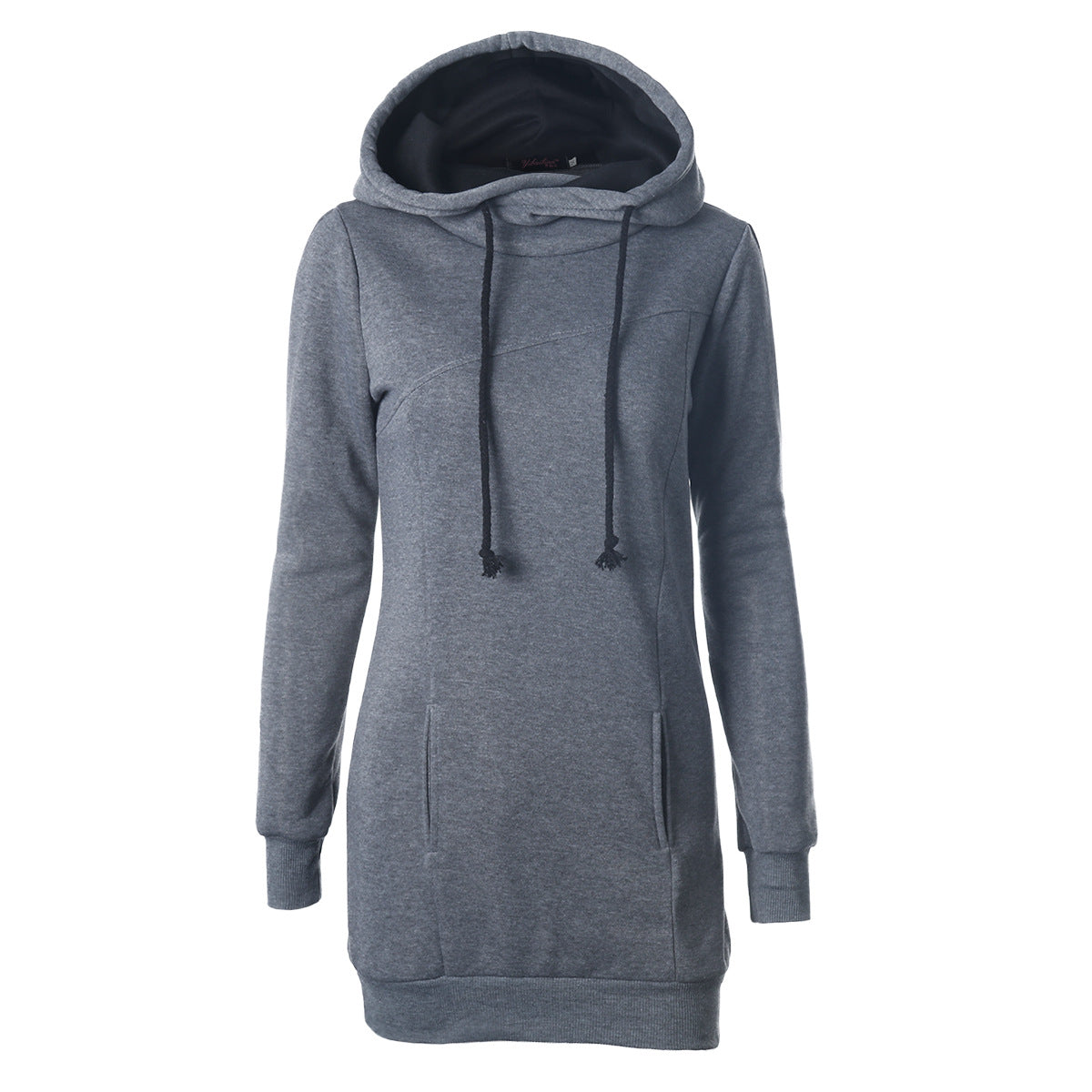 Damen Hoodiekleid mit seitlichen Eingrifftaschen Fudus
