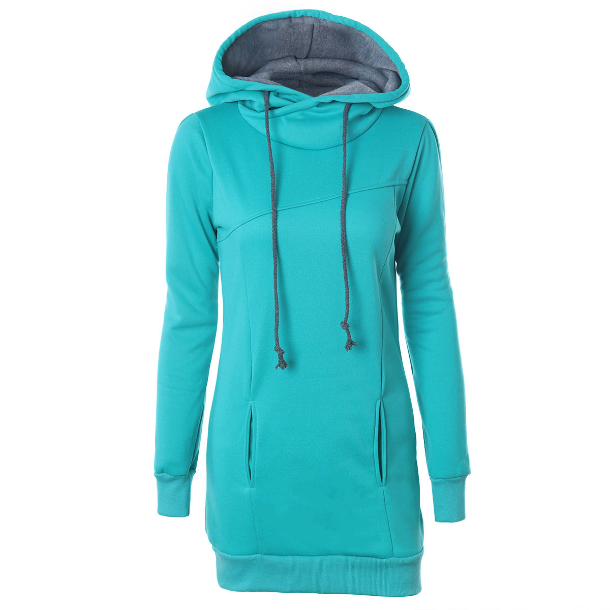Damen Hoodiekleid mit seitlichen Eingrifftaschen Fudus