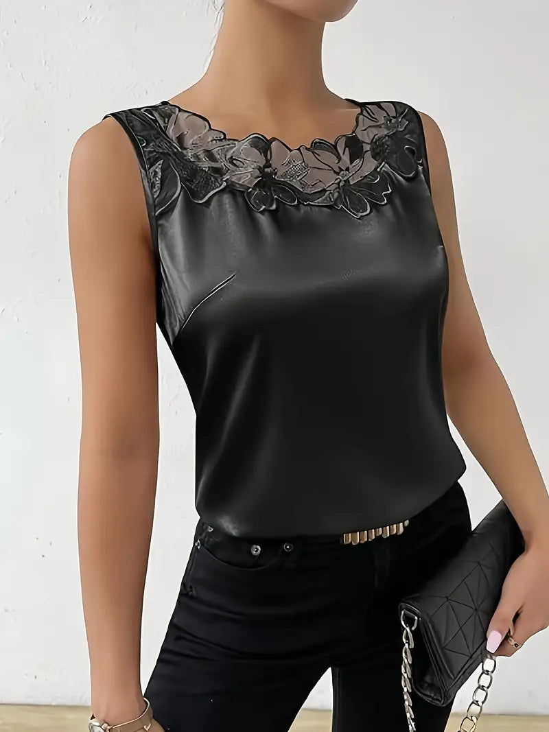 Bluse Satin Blumendetail Klassisch