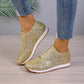 Glitzer Slip On Sneaker Damen Kontrastsohle
