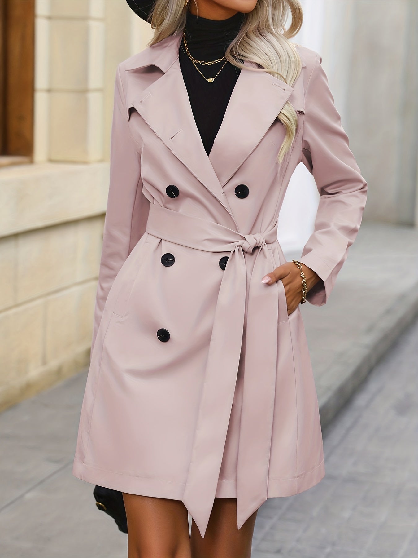 Damen Trenchcoat Kurzer Schnitt mit Gürtel