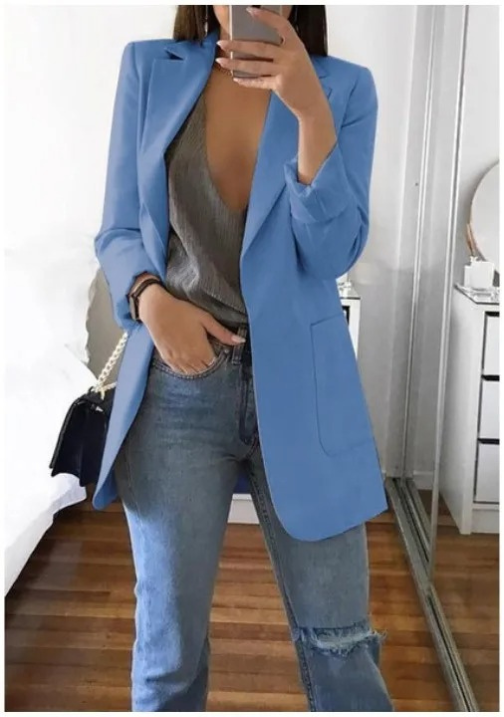 Fudus - Stilvolle Damen Blazer Mit Tiefem V-Ausschnitt - Ideal Für Jeden Tag