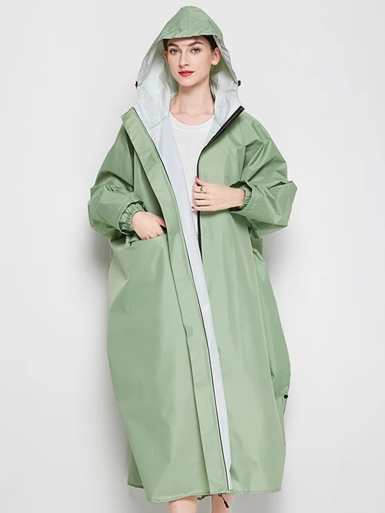 Oversized Damen Regenjacke mit Kapuze, Leichtgewicht Wasserdichte Jacke