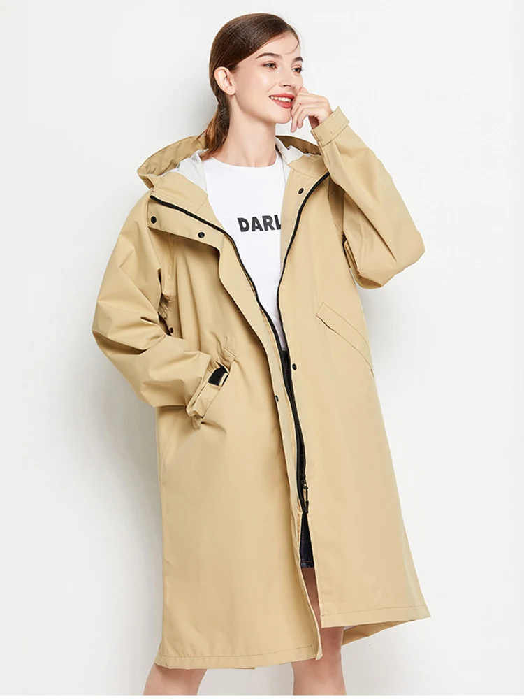 Damen Regenjacke Mit Kapuze Faltbare Wasserdichte Lange Jacke