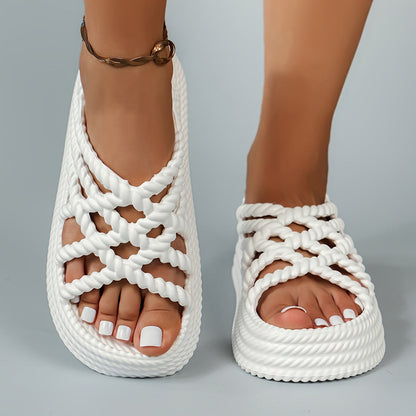 Damen Geflochtene Plateau-Sandalen