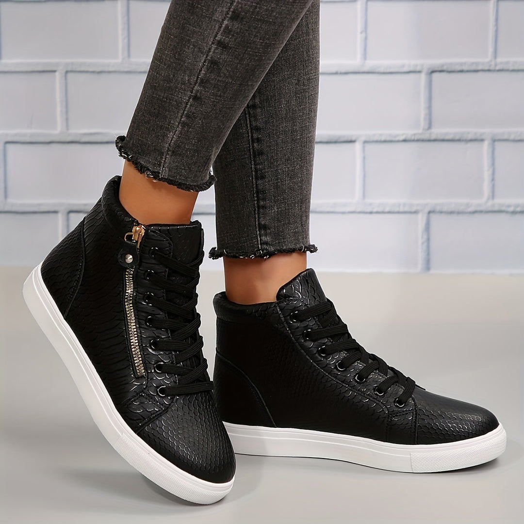Damen Sneakers Lässig Einfach Mit Reißverschluss