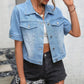 Fudus | Stylische Kurzärmelige Jeansjacke Mit Knöpfen Und Taschen