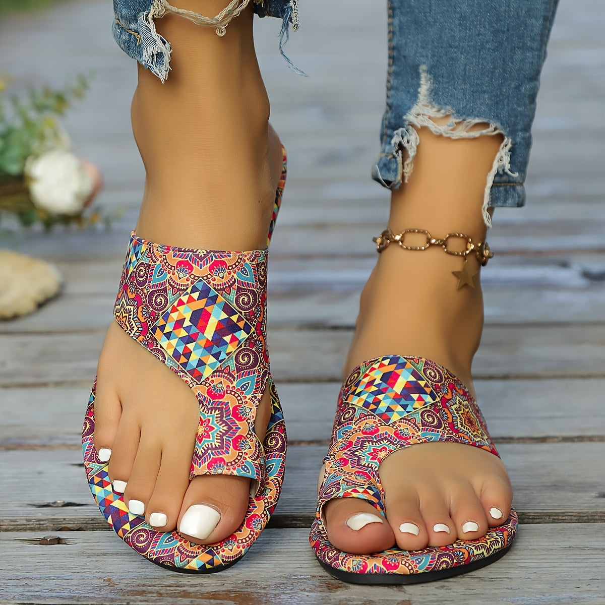 Flip Flops Damen Floral Komfort