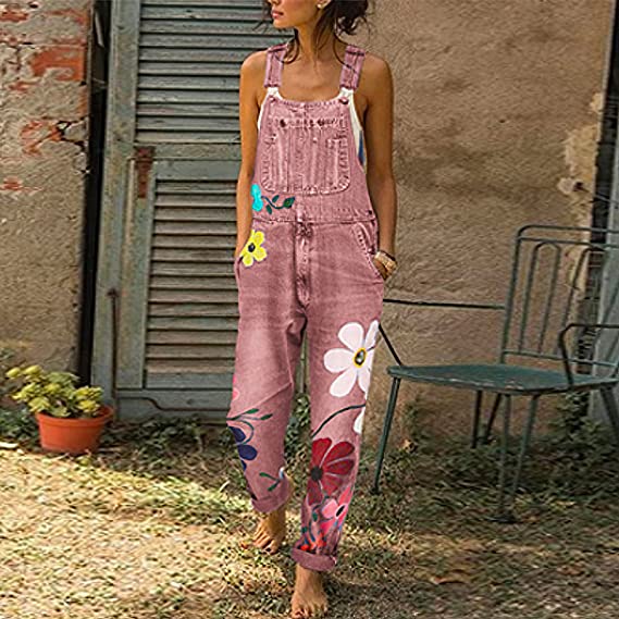 Fudus | Stilvoller Denim Jumpsuit Mit Blumenmuster
