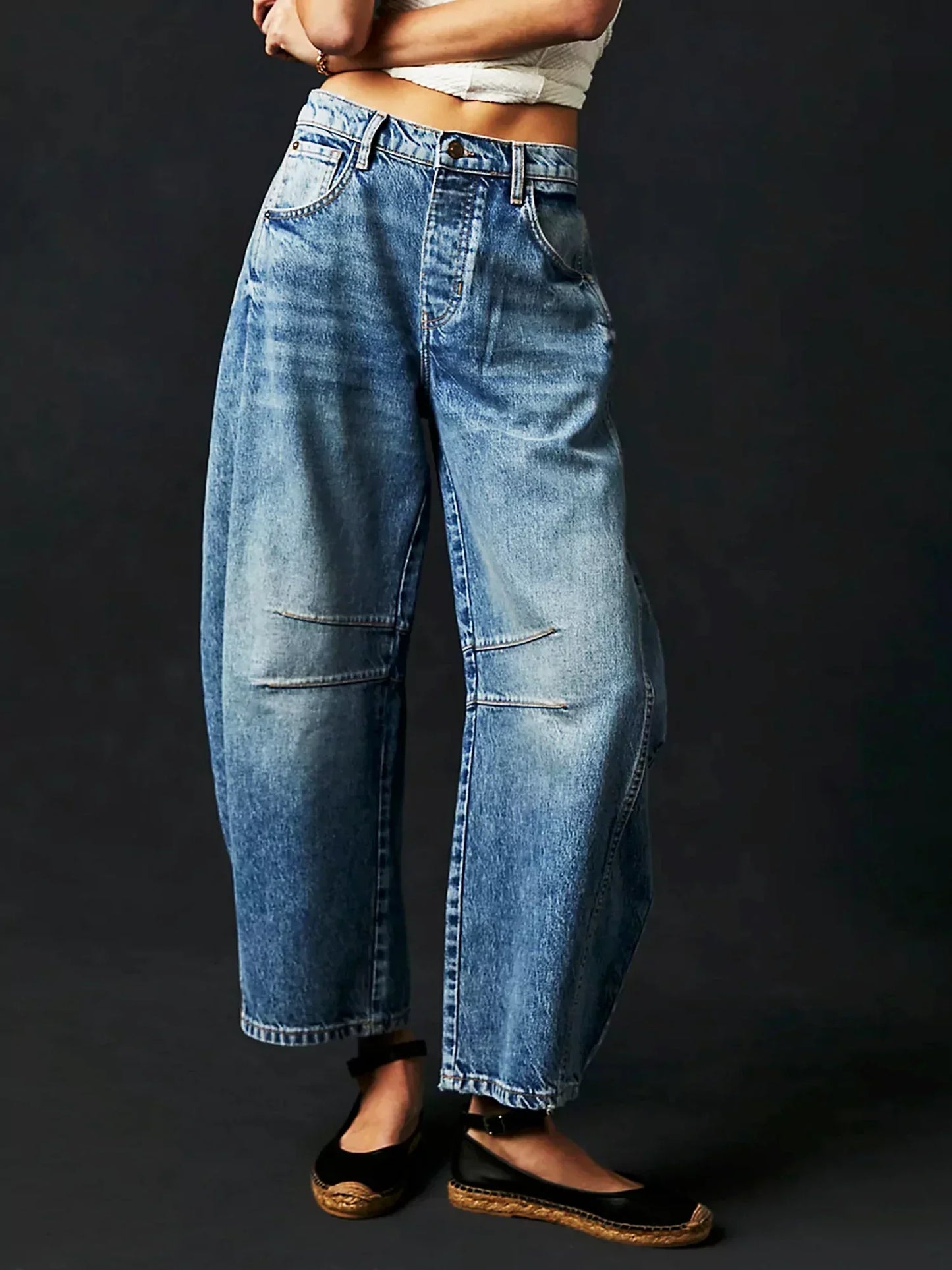 Damen Barrel Jeans Klassischer Alltagskomfort