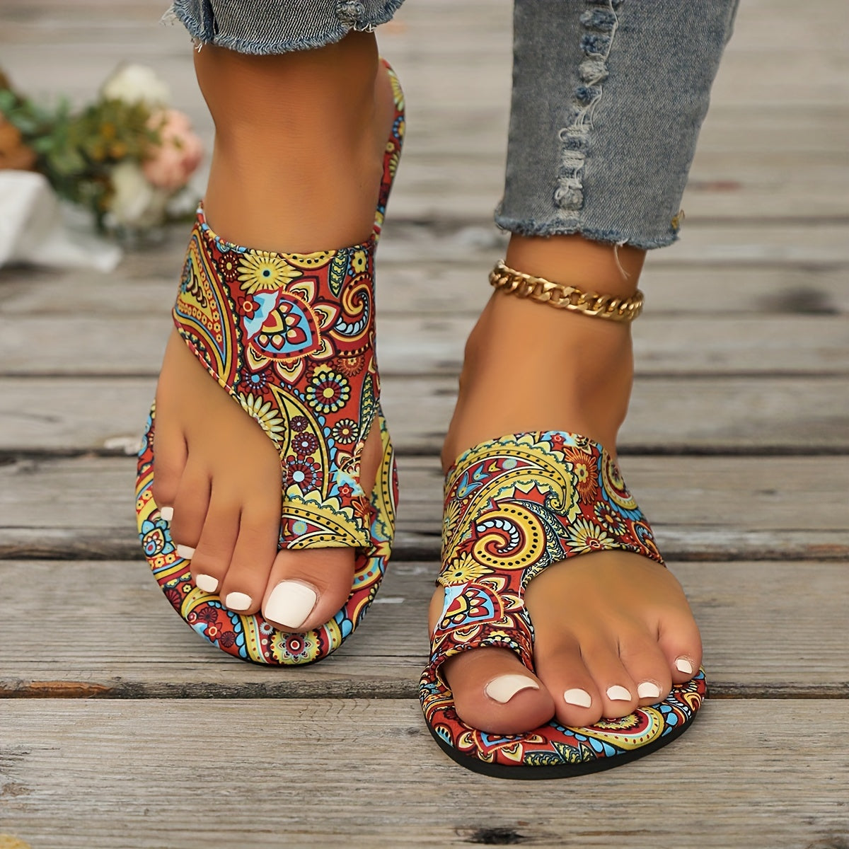 Flip Flops Damen Floral Komfort