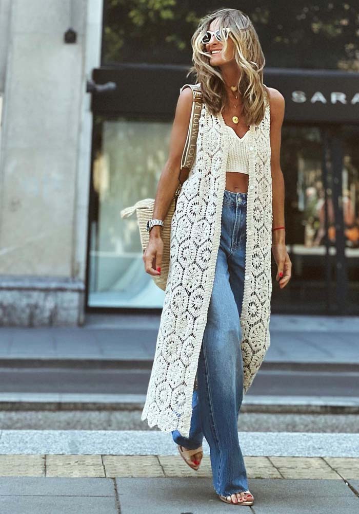 Damen Ärmellose Strickjacke Mit V Ausschnitt Und Spitze