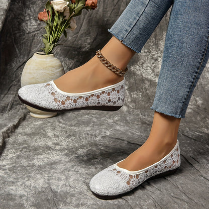 Damen Spitze Flache Schuhe