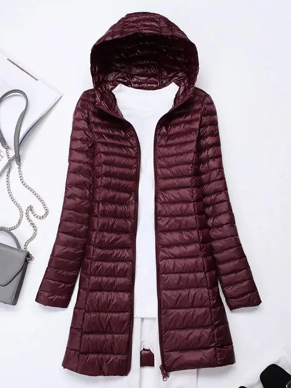 Damen Daunenjacke Leicht Faltbar Kapuze
