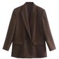 Damen Oversized Blazer Mit Langen Ärmeln Und Reverskragen