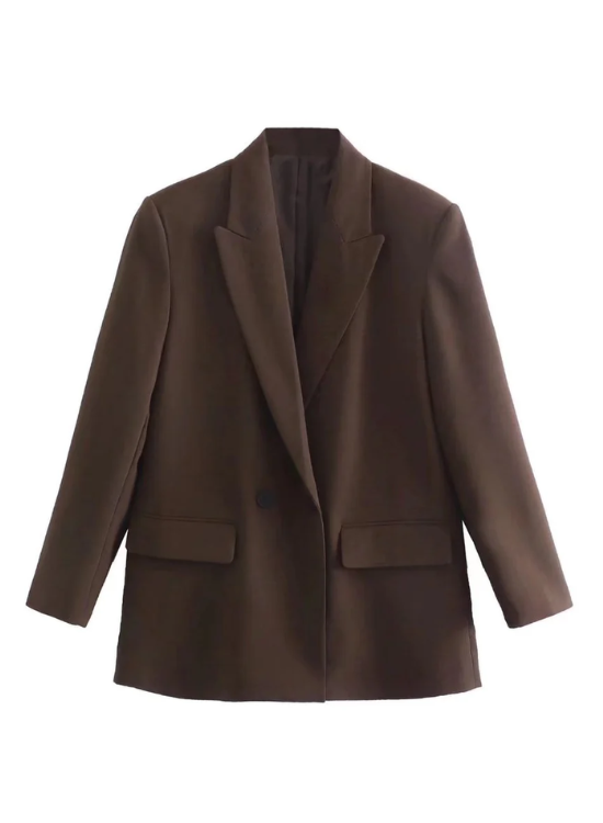 Damen Oversized Blazer Mit Langen Ärmeln Und Reverskragen