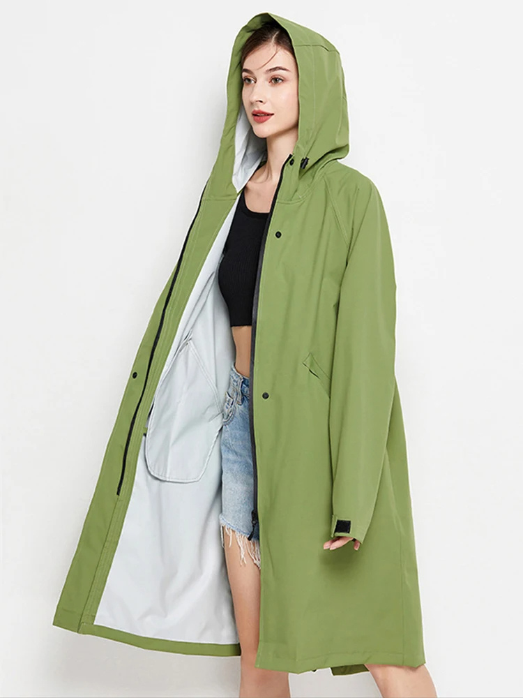 Damen Regenjacke Mit Kapuze Faltbare Wasserdichte Lange Jacke