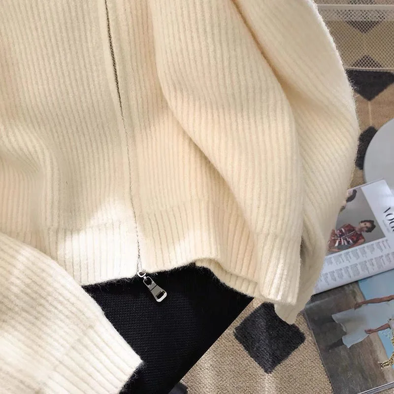 MonAmi Woll gestrickte Damenjacke mit Reißverschluss