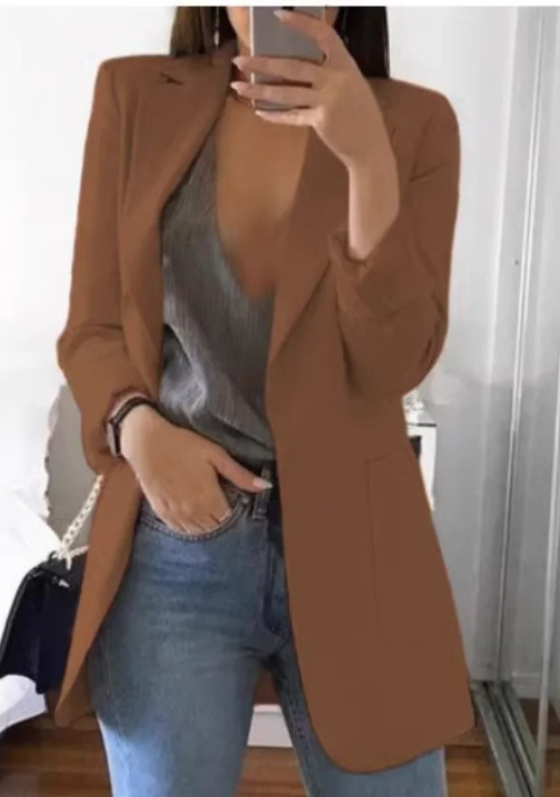 Damen Stilvoller Blazer Mit Tiefem V Ausschnitt Für Jeden Tag