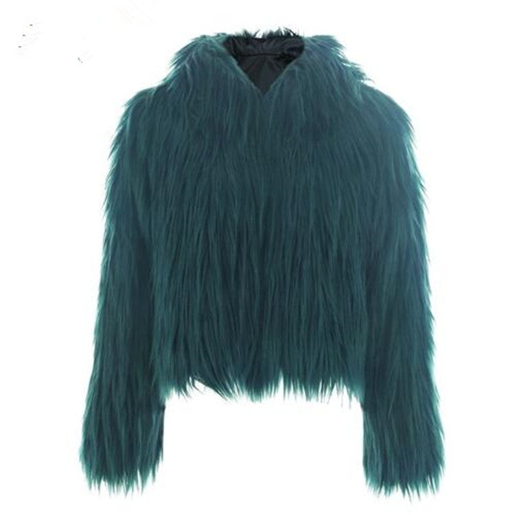 Damen Kurze Felljacke mit voluminösem Design Fudus