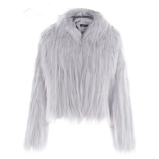 Damen Kurze Felljacke mit voluminösem Design Fudus