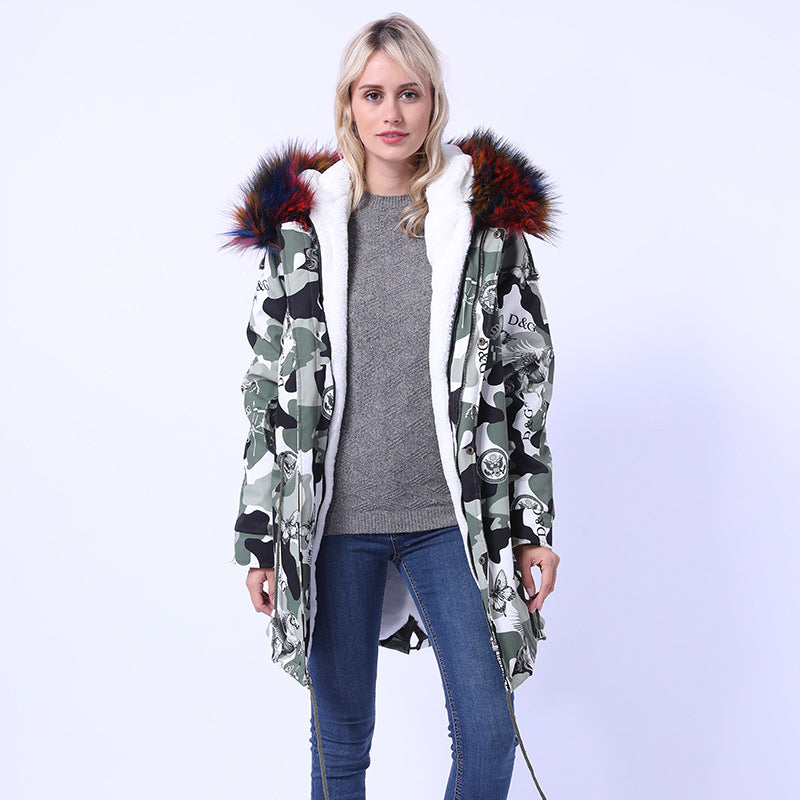 Damen Langmantel mit dekorativem Kunstfellkragen Fudus