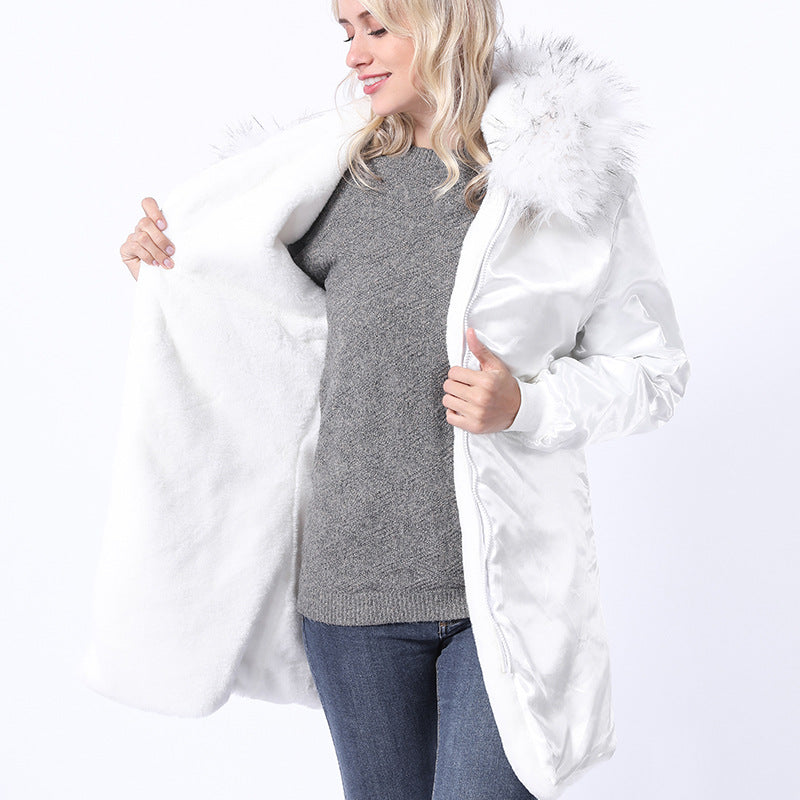 Damen Langmantel mit dekorativem Kunstfellkragen Fudus