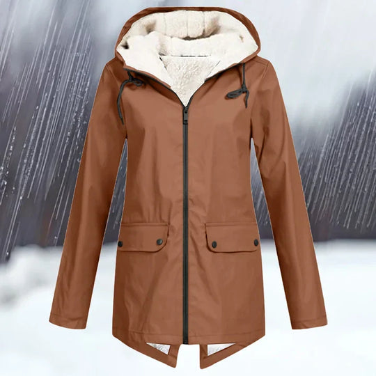Damen Wind Und Wasserdichte Jacke Mit Kapuze Und Verdickung