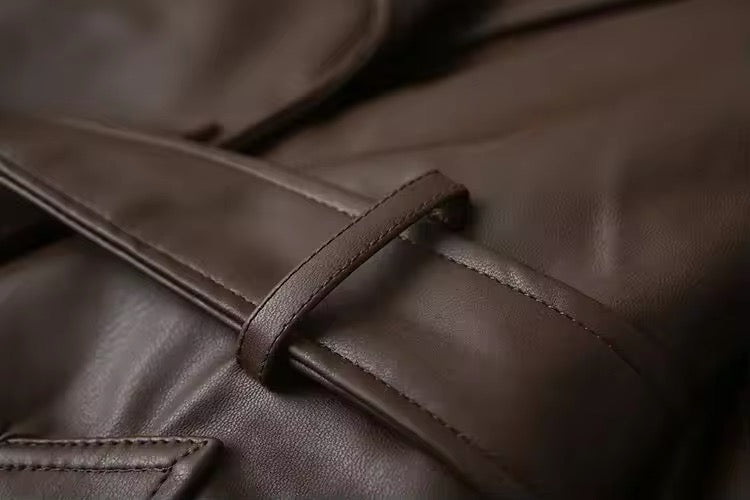 Fudus | Eleganter Leder Trenchcoat Herbst Chic