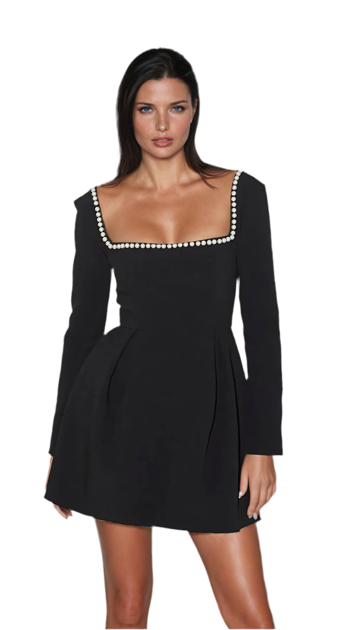 Fudus | Plissiertes Minikleid Mit Perlenausschnitt