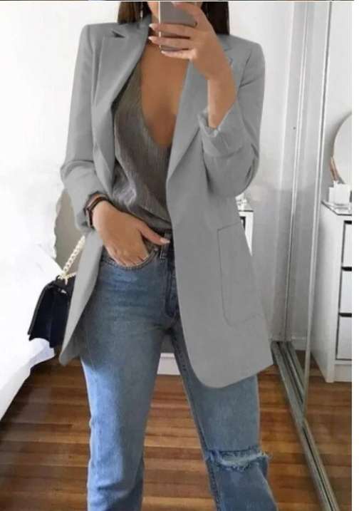 Fudus - Stilvolle Damen Blazer Mit Tiefem V-Ausschnitt - Ideal Für Jeden Tag