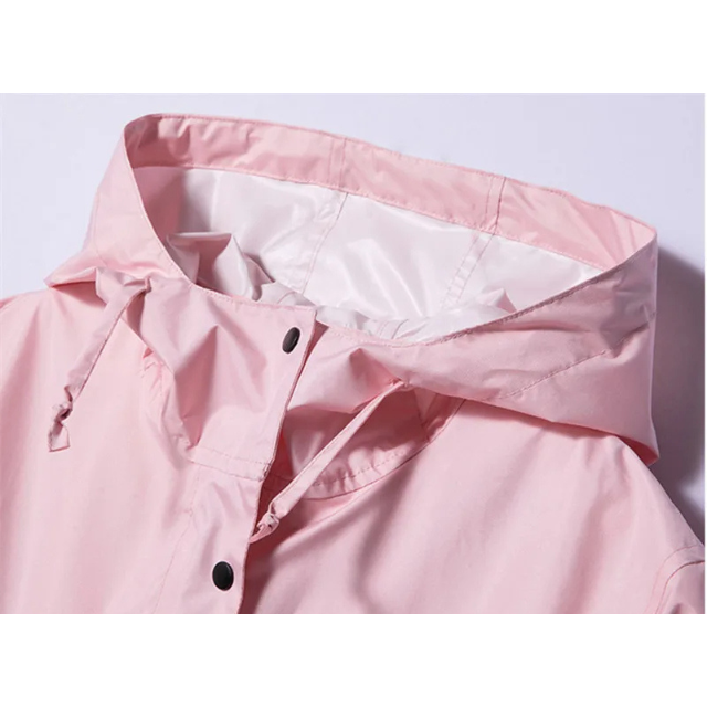 Solvent - Wasserdichte Damen Regenjacke mit Kapuze, Lange Leichte Jacke