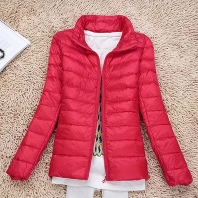 Damen Slim Fit Daunenjacke mit Stehkragen Reißverschluss