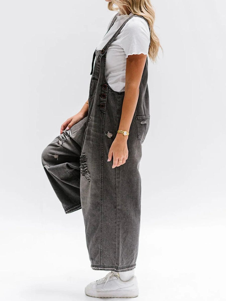 Damen Ärmelloser Lockere Denim Overall Für Lässigen Stil