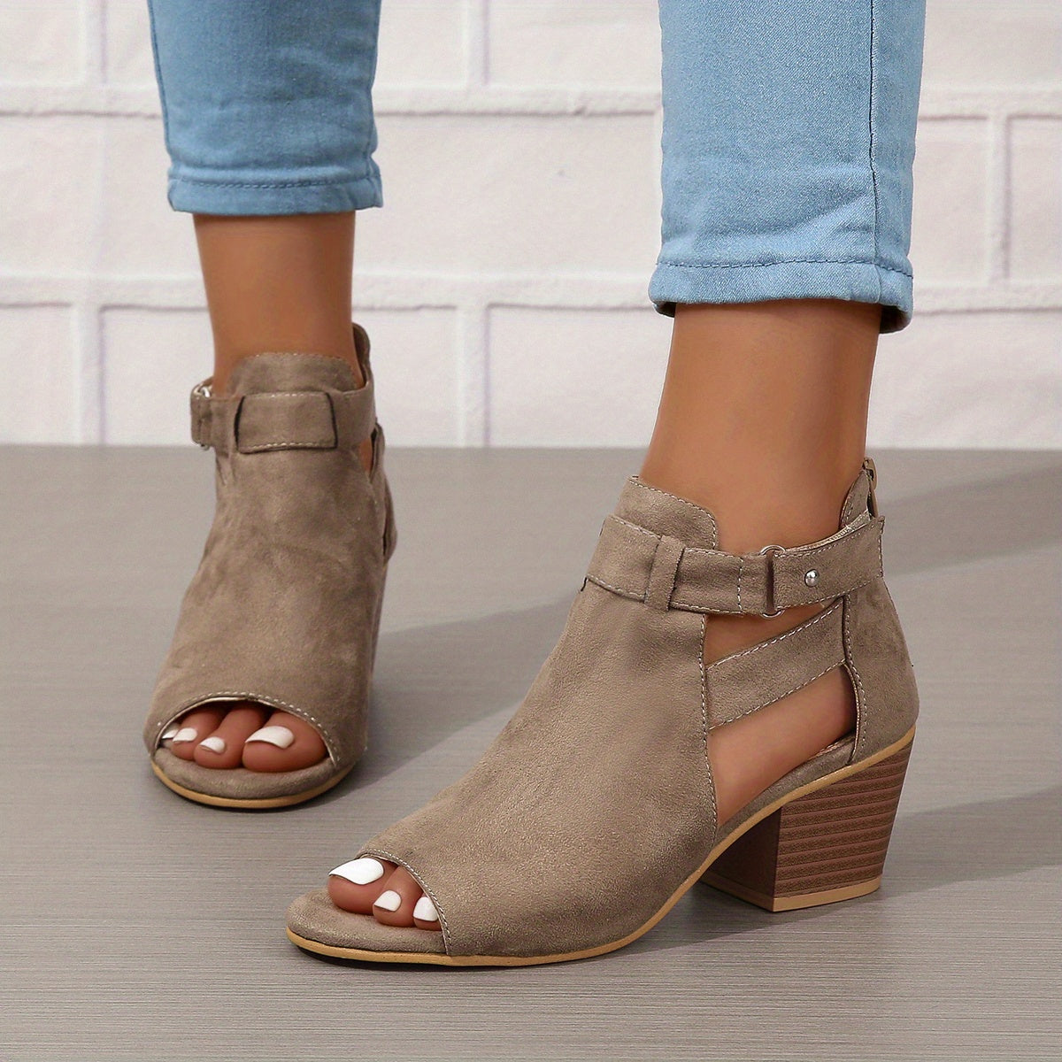 Fudus Elegante Damen Stiefeletten - Absatz, Offen & Modische Cut-Outs