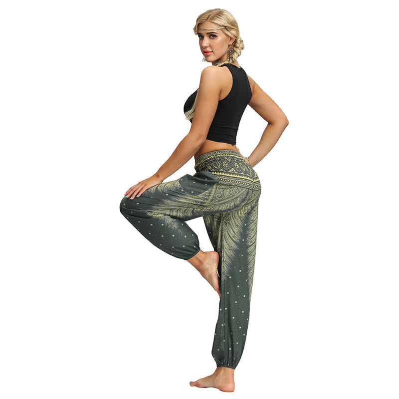 Damen Bohemian Yoga Hose mit Elegantem Druck und Komfortablem Schnitt