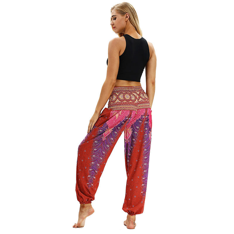Damen Bohemian Yoga Hose mit Elegantem Druck und Komfortablem Schnitt