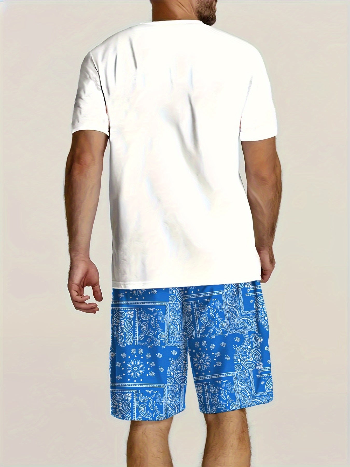 Damen Sommer Satz Aus T-shirt und Kurzer Hose mit Palmenprint