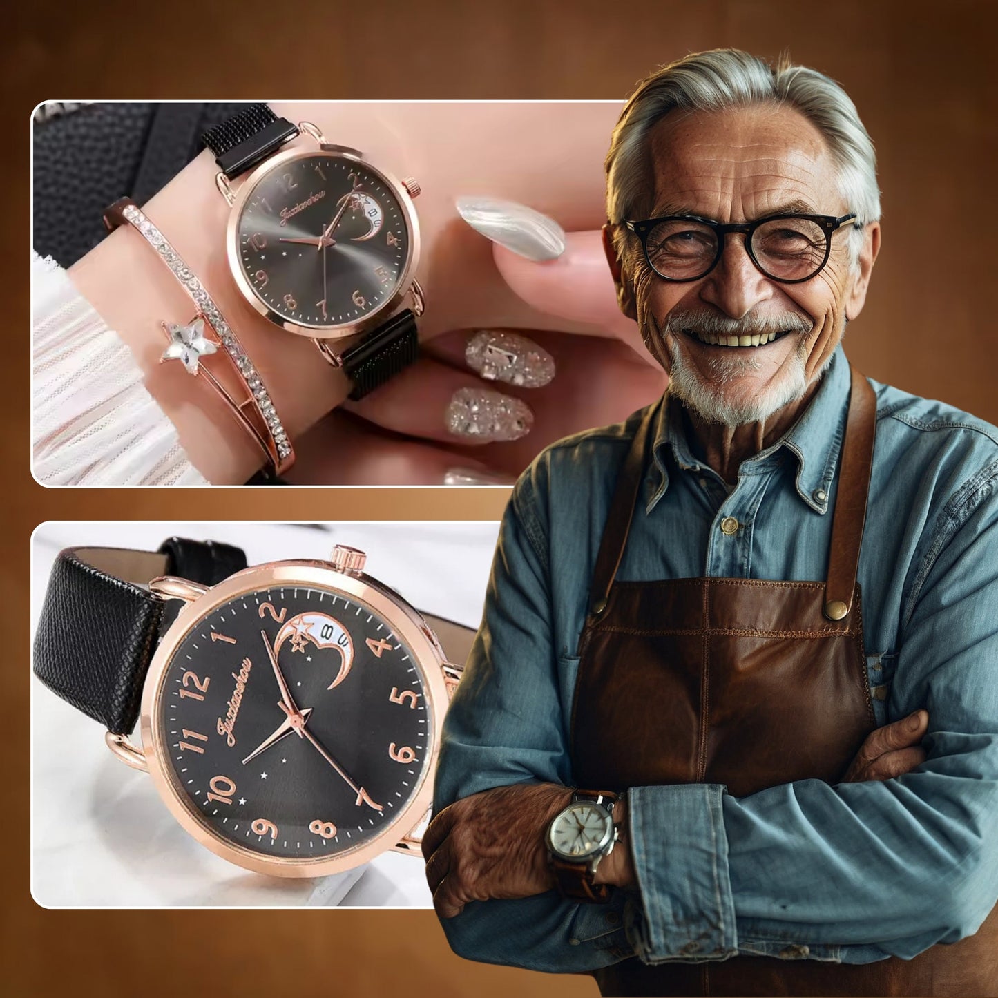 Damen Leichtgewicht Mond Inspirierte Armbanduhr Und Armbänder Satz