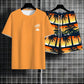 Damen Sommer Satz Aus T-shirt und Kurzer Hose mit Palmenprint