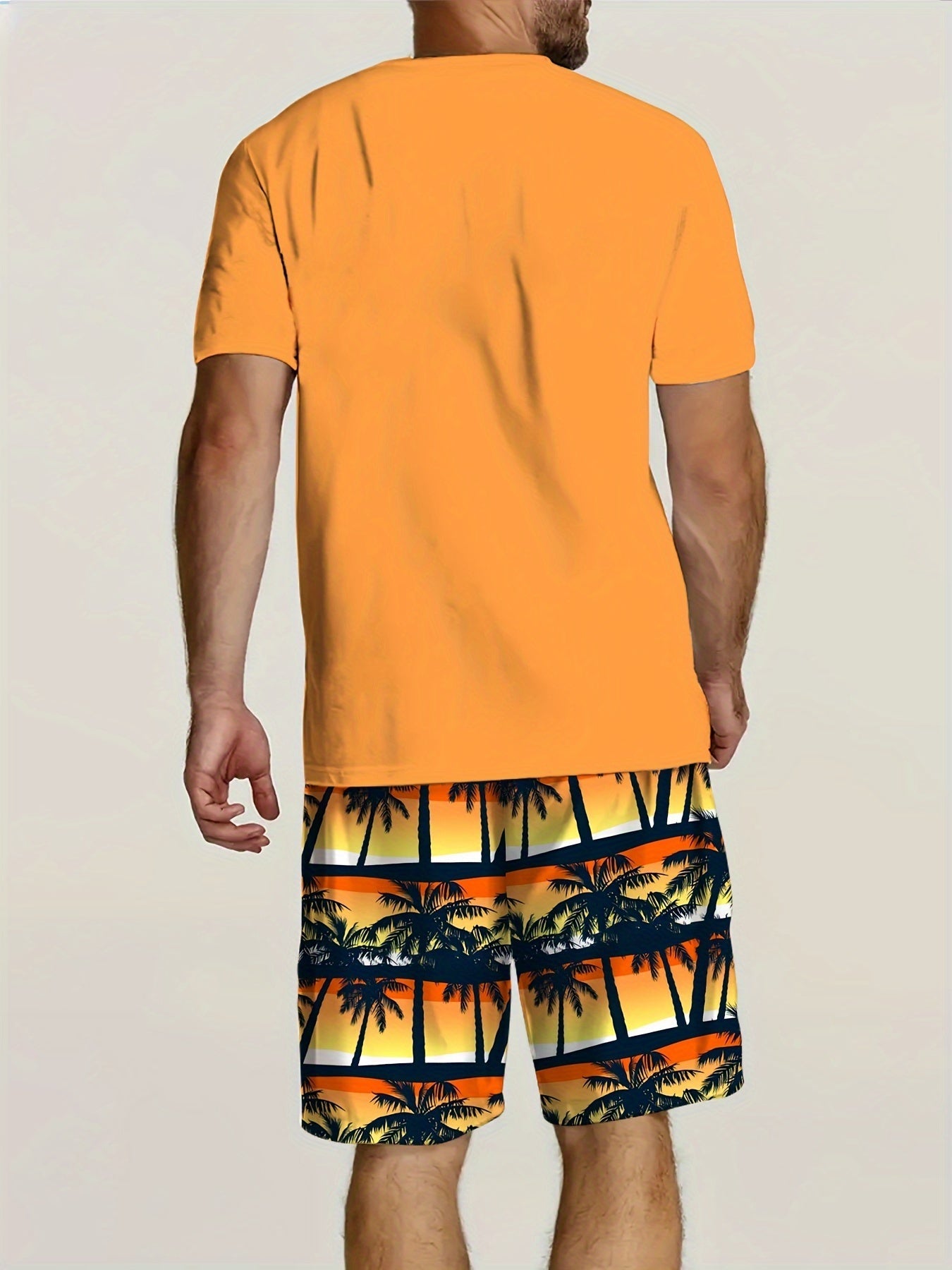 Damen Sommer Satz Aus T-shirt und Kurzer Hose mit Palmenprint