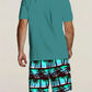 Damen Sommer Satz Aus T-shirt und Kurzer Hose mit Palmenprint
