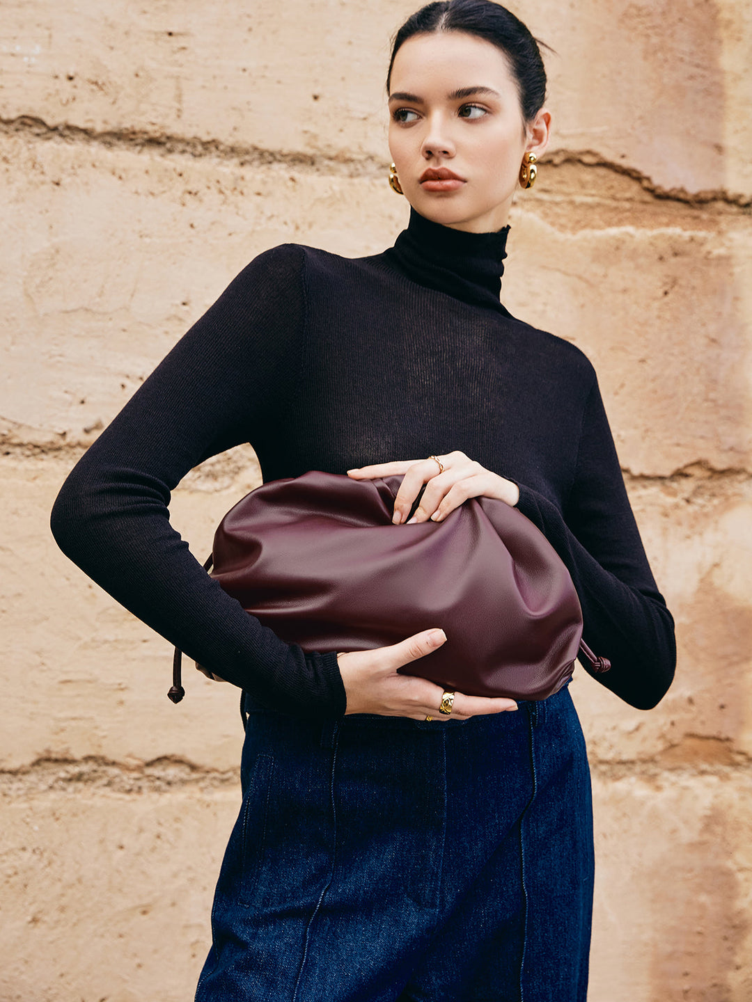 Clutch Tasche Zugband Soft Zeitloser Chic