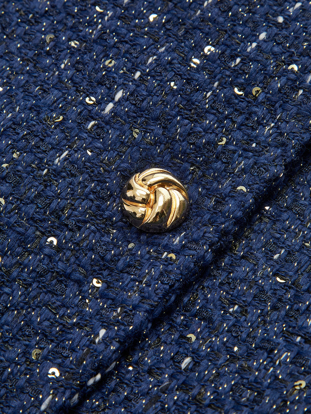 Damen Pailletten Knopf Gürtel Tweed Weste Elegant